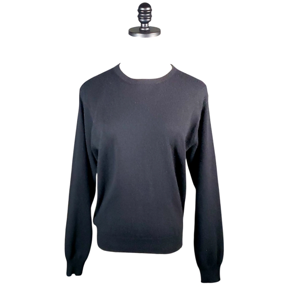 Vintage Two Ply Black Cashmere Crewneck Pullover Sweater Thailand Pteppy Classic